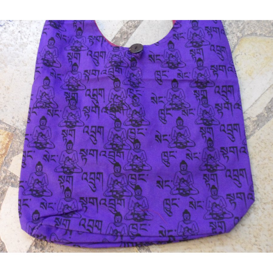 Besace Bouddha sanskrit violet