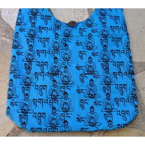 Besace Bouddha sanskrit bleu