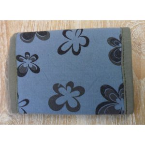 Portefeuille gris bleu à fleurs