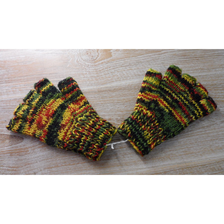 Mitaines en laine multicolore rasta