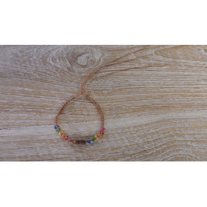 Bracelet  macramé peace and love marron