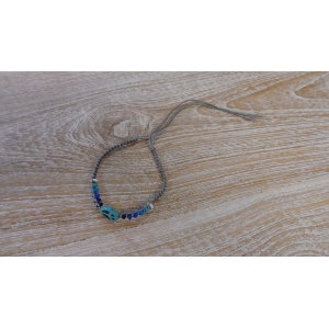 Bracelet  macramé peace and love bleu/gris