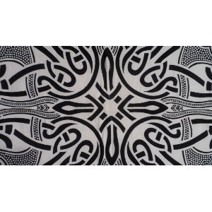 Tenture maxi cercle celte noir fond blanc