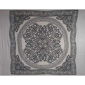 Tenture maxi cercle celte noir fond blanc