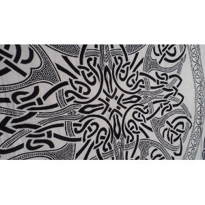 Tenture maxi cercle celte noir fond blanc