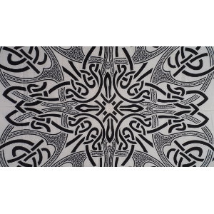 Tenture maxi cercle celte noir fond blanc