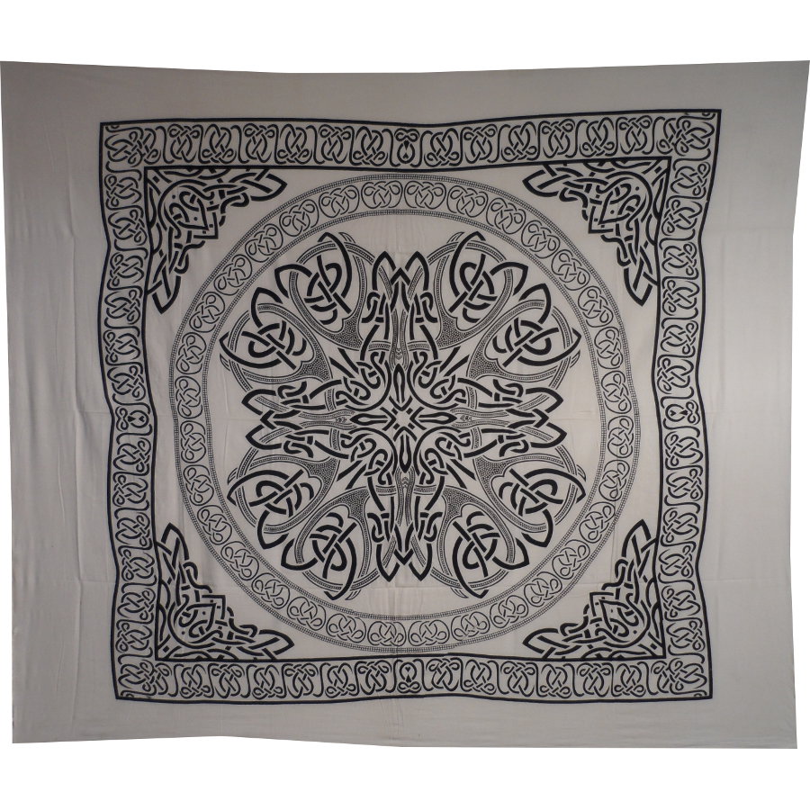 Tenture maxi cercle celte noir fond blanc