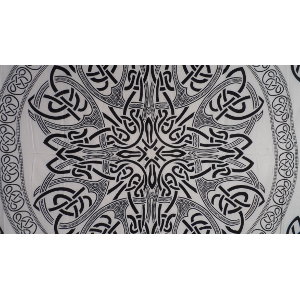 Tenture maxi cercle celte noir fond blanc