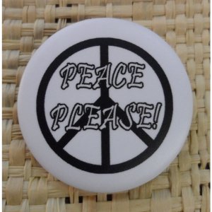 Badge peace please blanc