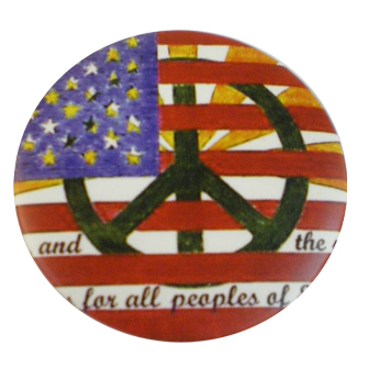 Badge Peace and Love Drapeau Américain