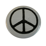 Badge Peace and Love Noir sur fond blanc