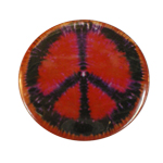 Badge Peace and Love Noir sur fond rouge