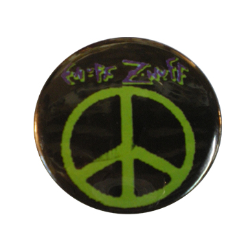 Badge Peace and Love Vert sur fond noir