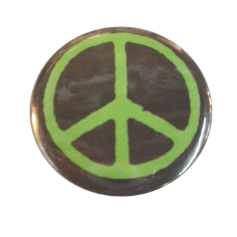 Badge Peace and Love Noir et vert