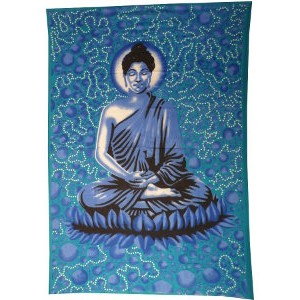 Tenture bulles Bouddha zen bleu