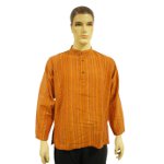 Chemise orange clair rayures brodées color