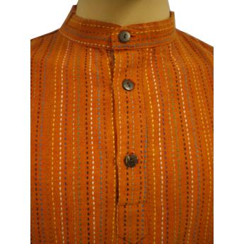 Chemise orange clair rayures brodées color