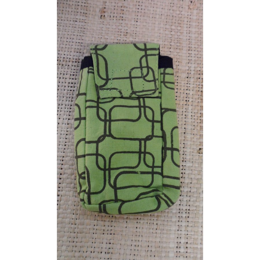 Pochette smartphone motif géo vert