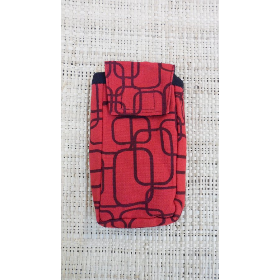 Pochette portable motif géo rouge