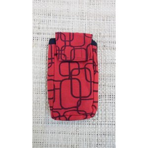 Pochette portable motif géo rouge