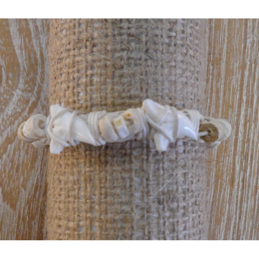 Bracelet cuir blanc dents de requin