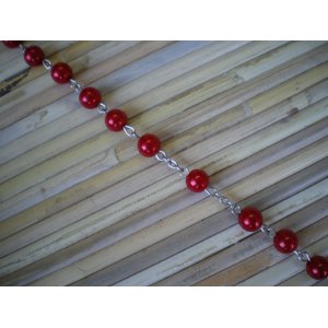Chapelet rouge perles nacrées
