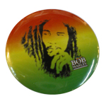 Badge Bob Marley Fond vert jaune rouge