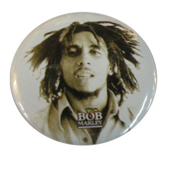 Badge Bob Marley NB fond blanc