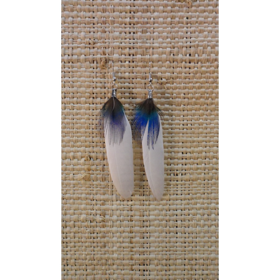 Boucles d'oreilles plume blanche