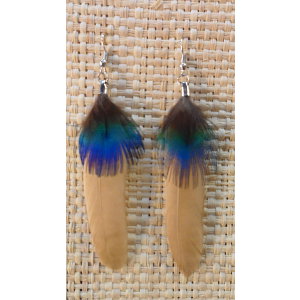 Boucles d'oreilles plume beige