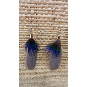 Boucles d'oreilles plume grise