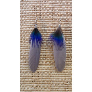 Boucles d'oreilles plume grise