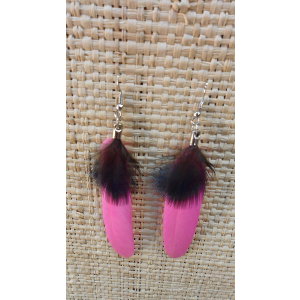 Boucles d'oreilles plume rose