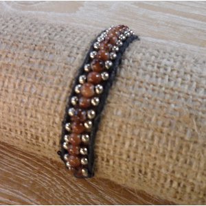 Bracelet  fantaisie perles marron