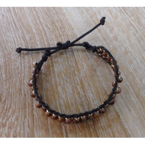 Bracelet  fantaisie perles marron