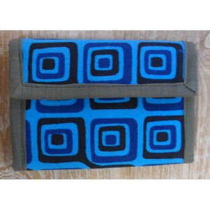 Portefeuille bleu carrés