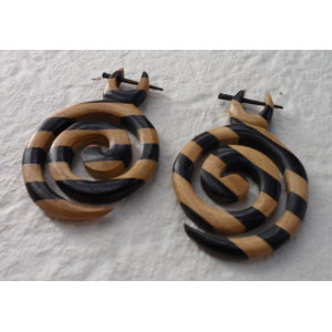 Boucles d'oreilles spirale en bois