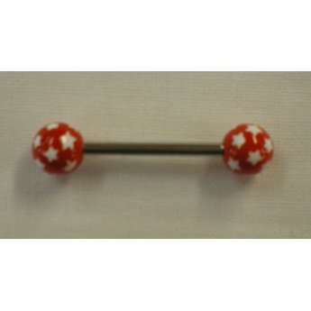 Piercing langue red white star