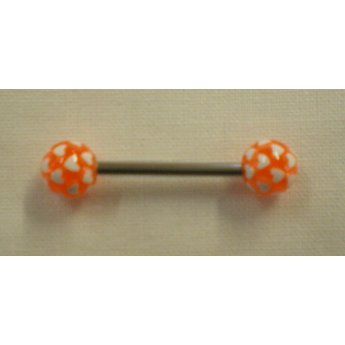 Piercing langue orange white heart