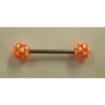 Piercing langue orange white heart