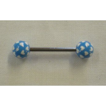 Piercing langue blue white heart