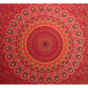 Tenture mandala floral rouge 