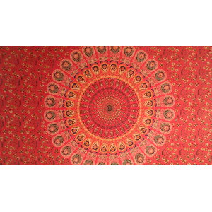 Tenture mandala floral rouge 