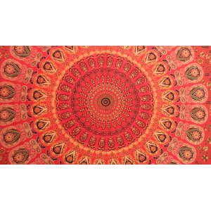 Tenture mandala floral rouge 