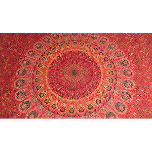 Tenture mandala floral rouge 