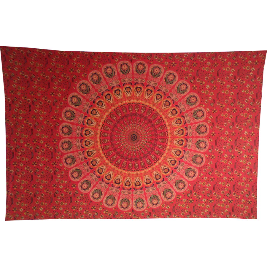 Tenture mandala floral rouge 