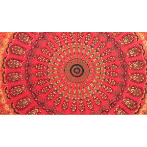 Tenture mandala floral rouge 