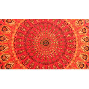 Tenture mandala floral rouge 