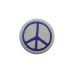 Badge ☮bleu fond blanc