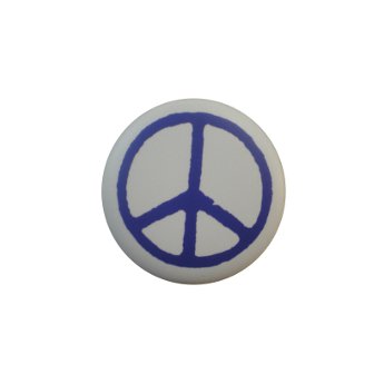 Badge ☮bleu fond blanc